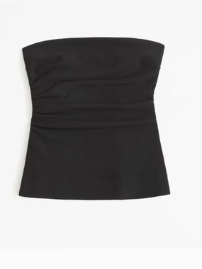 Abercrombie & Fitch Strapless Black Ruched Bandeau Top